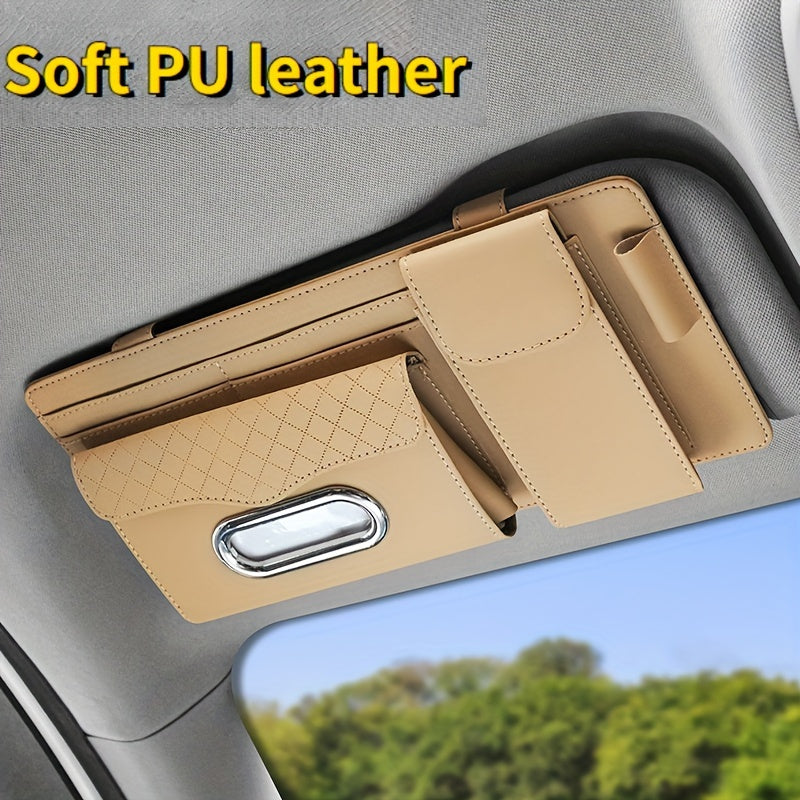 Organizador universal para visera de coche de cuero PU con soporte para tarjetas y bolígrafo
