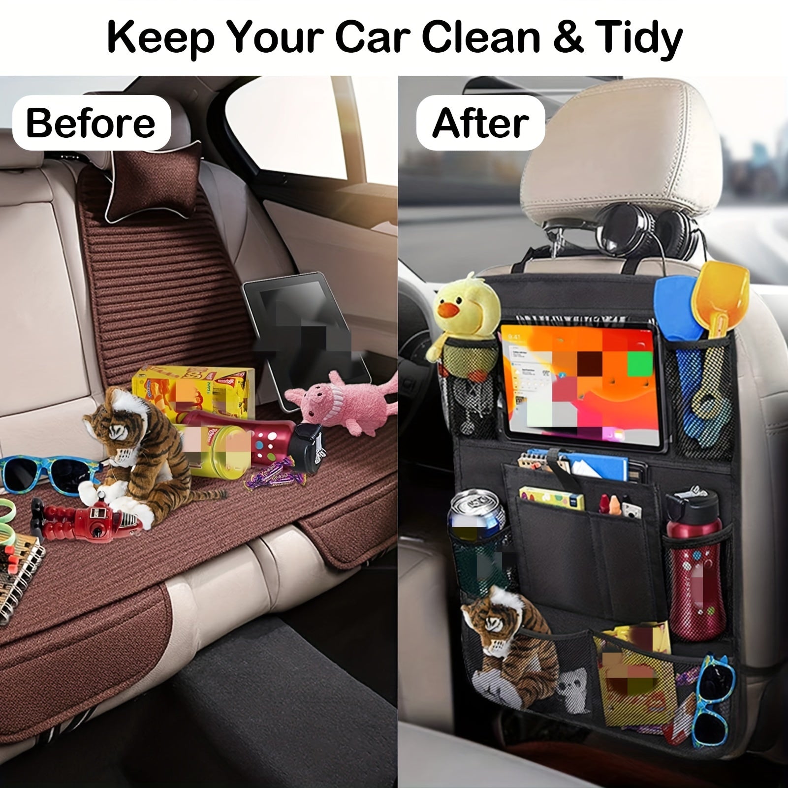 Водонепроницаемый органайзер для заднего сиденья автомобиля с держателем для планшета с сенсорным экраном, многоотсечная сумка для хранения