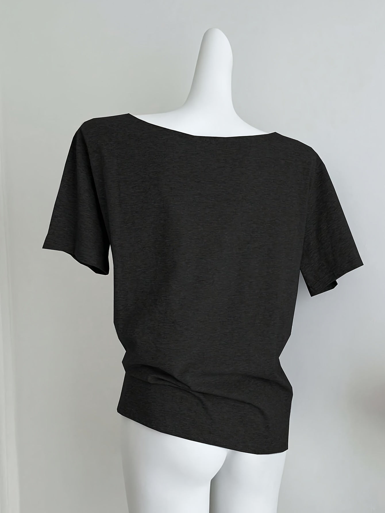 Women's Knit T-Shirt Short Sleeve Letter Print Asymmetric Neck Spring Summer Polyester Elastane