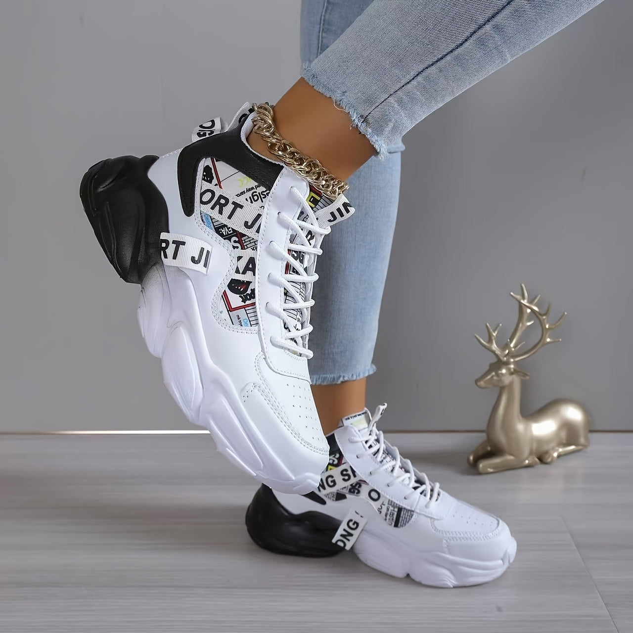 Zapatillas casuales femeninas transpirables con suela gruesa para todas las estaciones