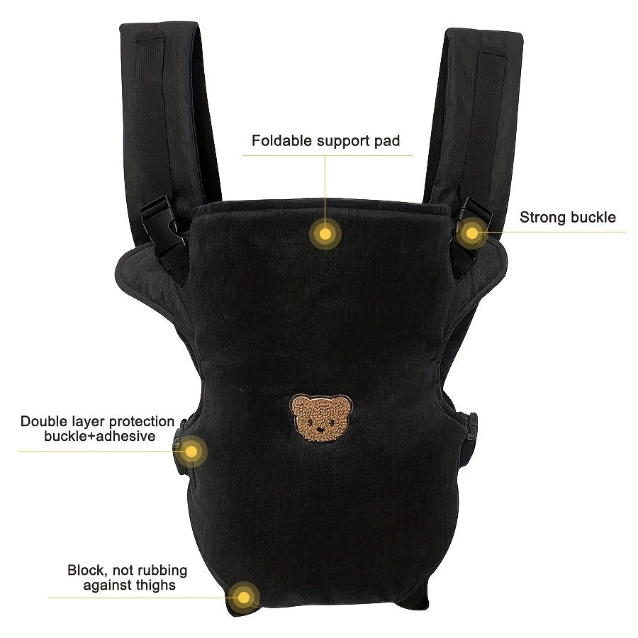 Baby Carrier for Newborns to Toddlers with Head Support Black Grey Polyester Ergonomic Buckle