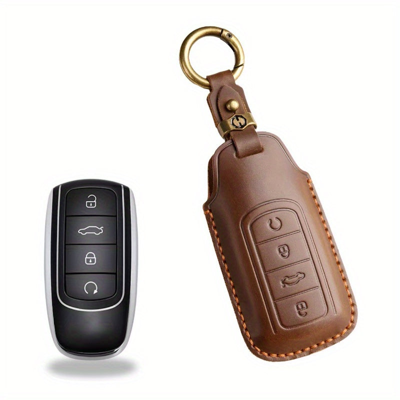 Car Remote Key Fob Cover Shell with Keyring for SUV Universal Black
