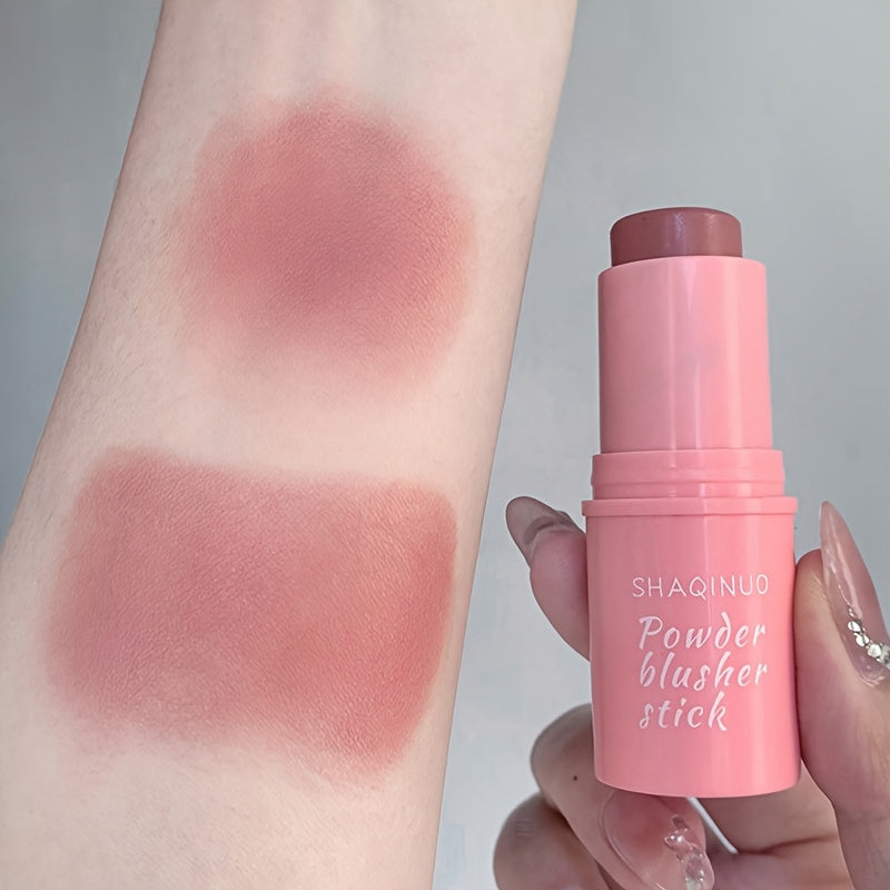 Ayollar uchun suvga chidamli matli blush stick, o'rtacha qamrov, pushti, barcha teri turlari uchun