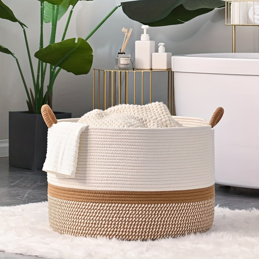 Woven Storage Basket for Laundry and Toys in 4 Colors