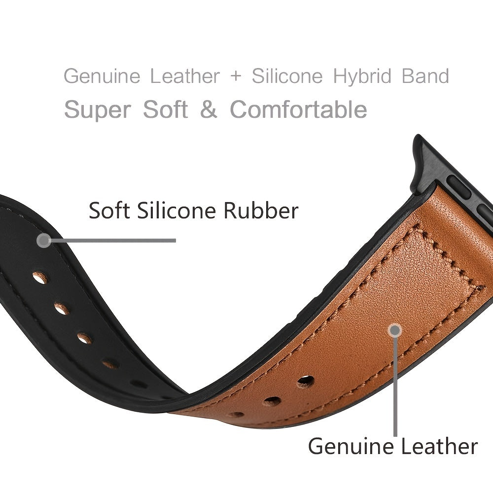 Faux Leather Watch Strap for iWatch Series 3 4 5 6 7 8 Ultra SE 38mm 40mm 41mm 42mm 44mm 45mm 49mm