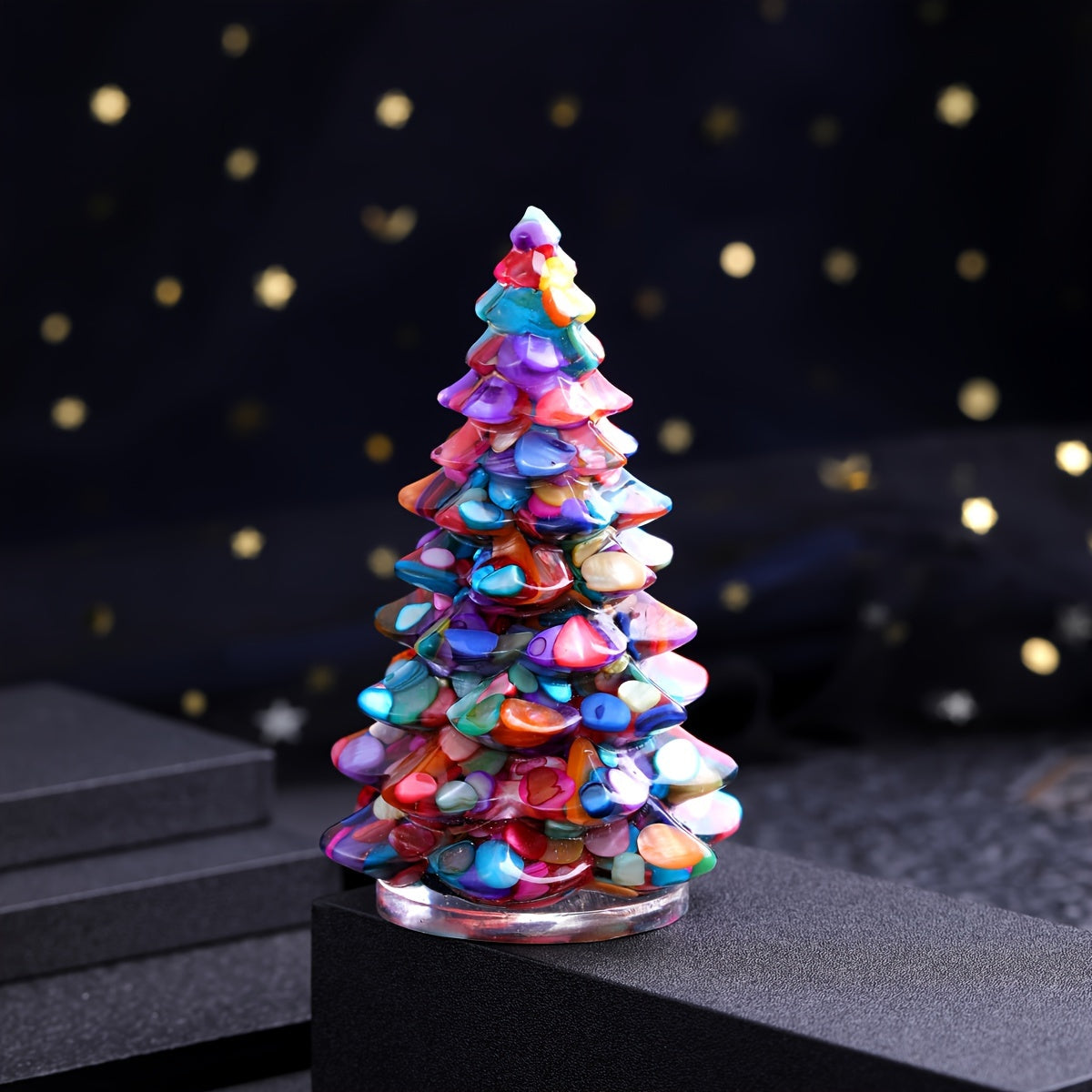 Resin Artificial Gemstone Christmas Tree Ornament for Holiday Decor and Gifts