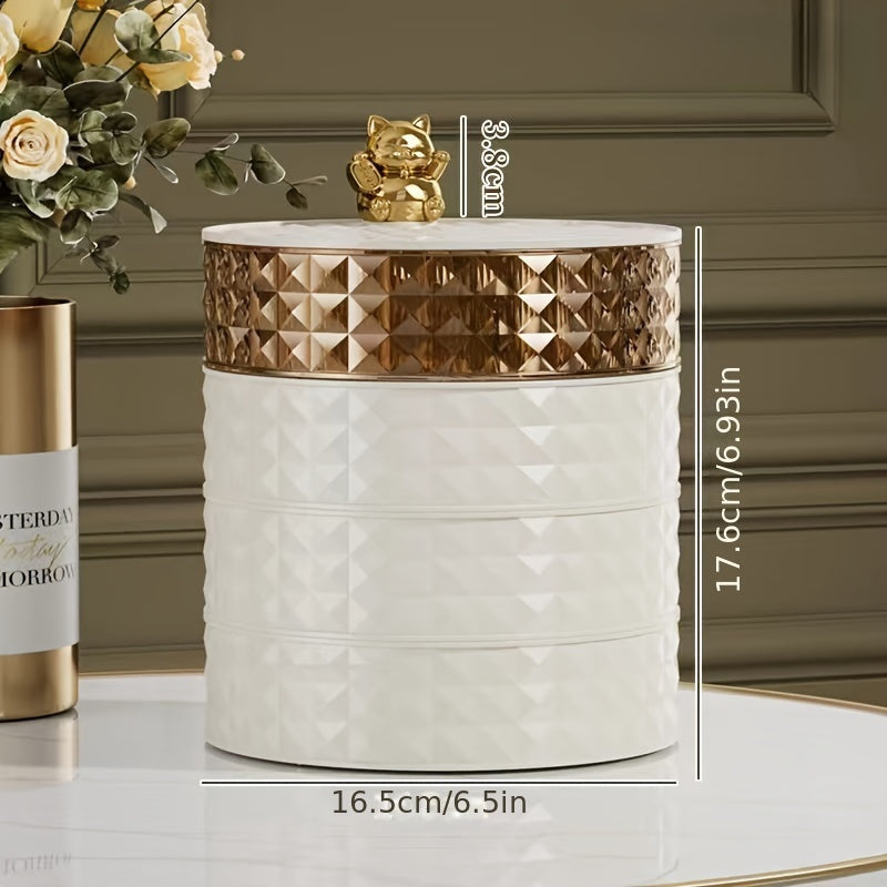 Divided Snack Tray with Lid Lucky Cat Fruit Bowl for Party Home Decor