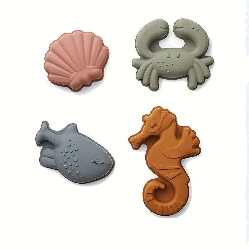 Bath Toy Set for Kids Silicone Beach Playset with Water Bucket Shovel and Sand Mold