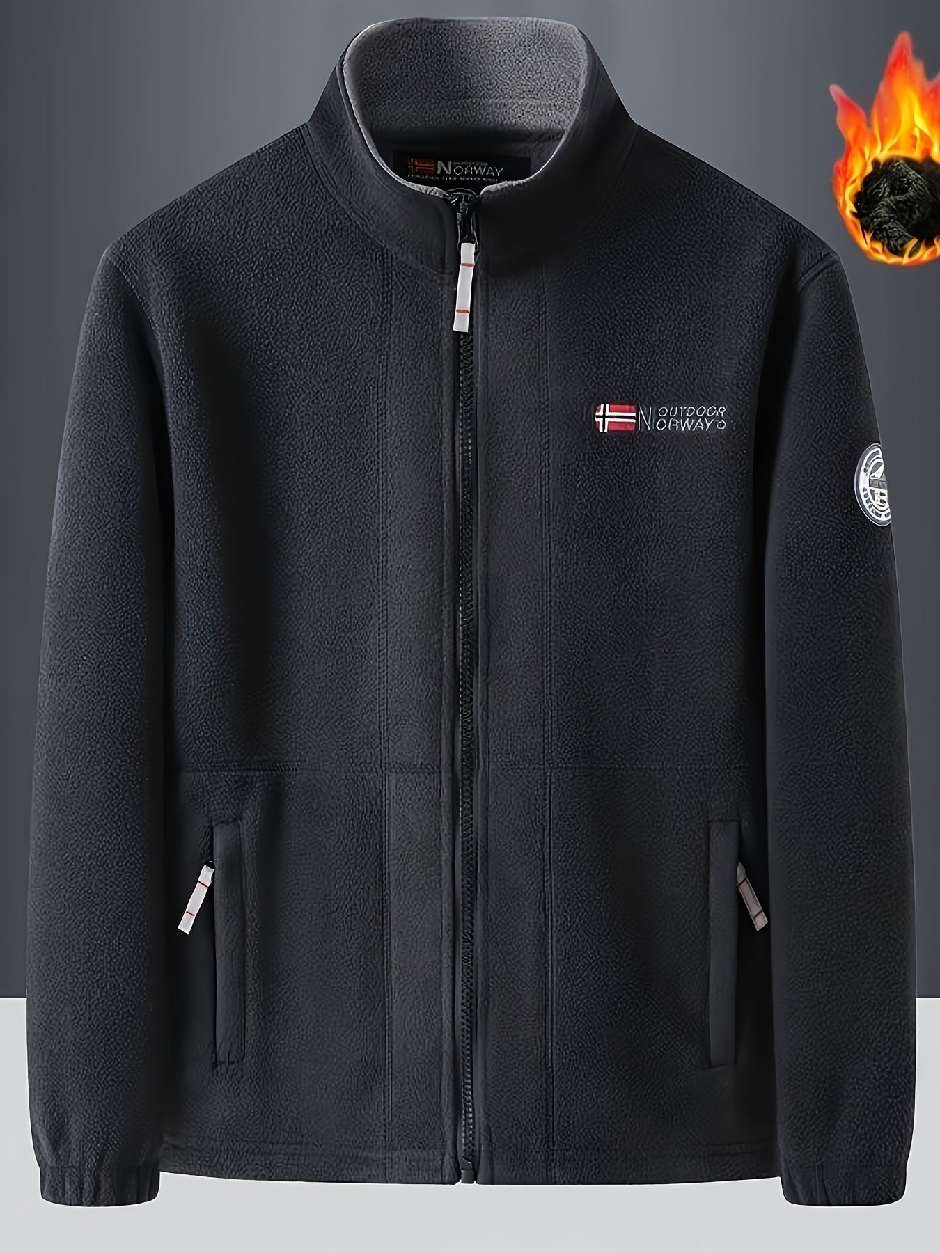 Men's Reversible Fleece Jacket Thick Warm Autumn Winter Fluffy Cardigan