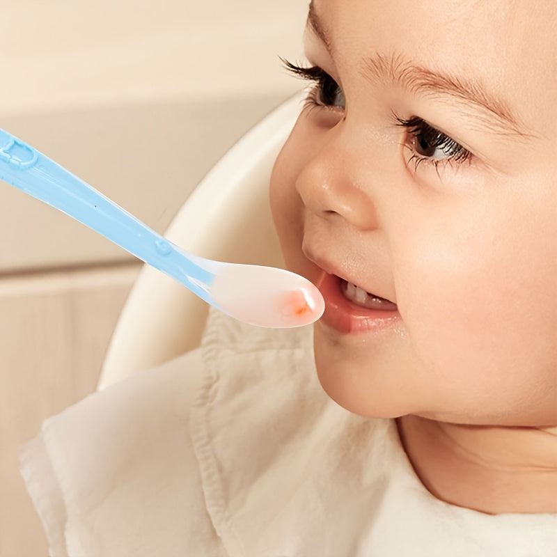 Two Packs Kids Silicone Feeding Spoons Durable Safe for 0 Year+