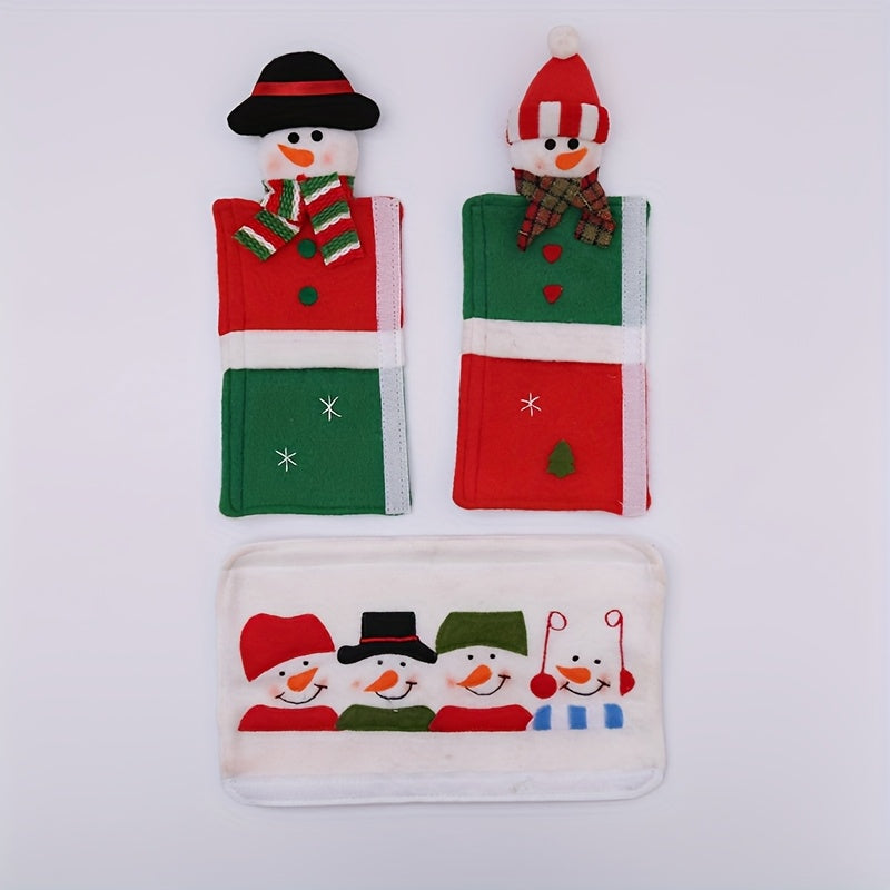 Christmas Snowman Oven Door Handle Cover Heat-Resistant Cloth Holiday Kitchen Decor