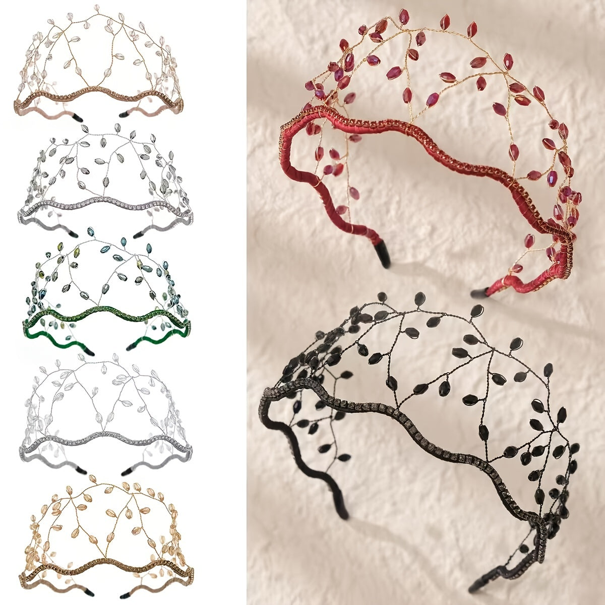 Qoʻlda tayyorlangan Miallo romantik toʻy soati, kristalli bejirimli bosh band, toʻy soch aksessuari