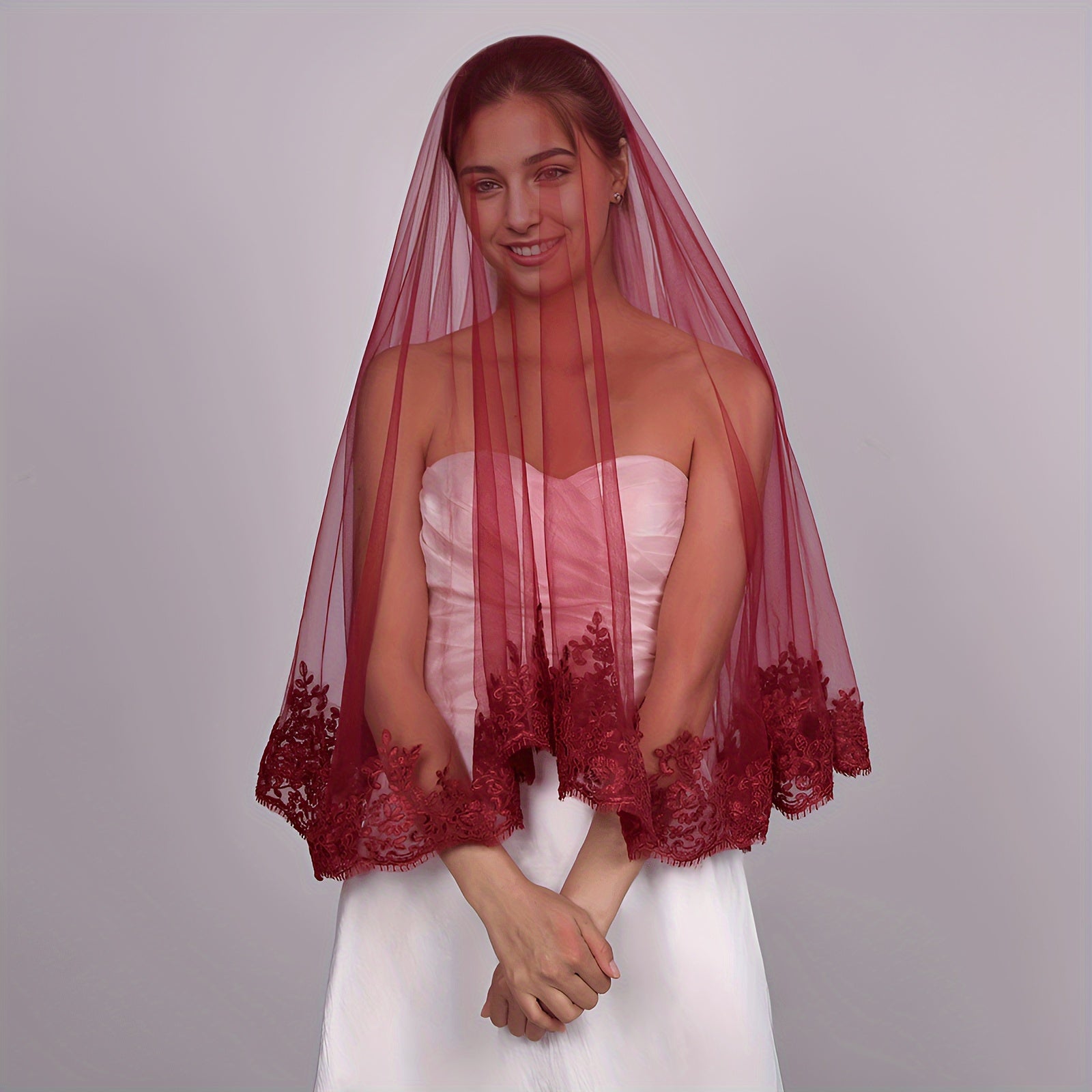 Women's Lace Bridal Veil Single Layer Elegant Wedding Accessory