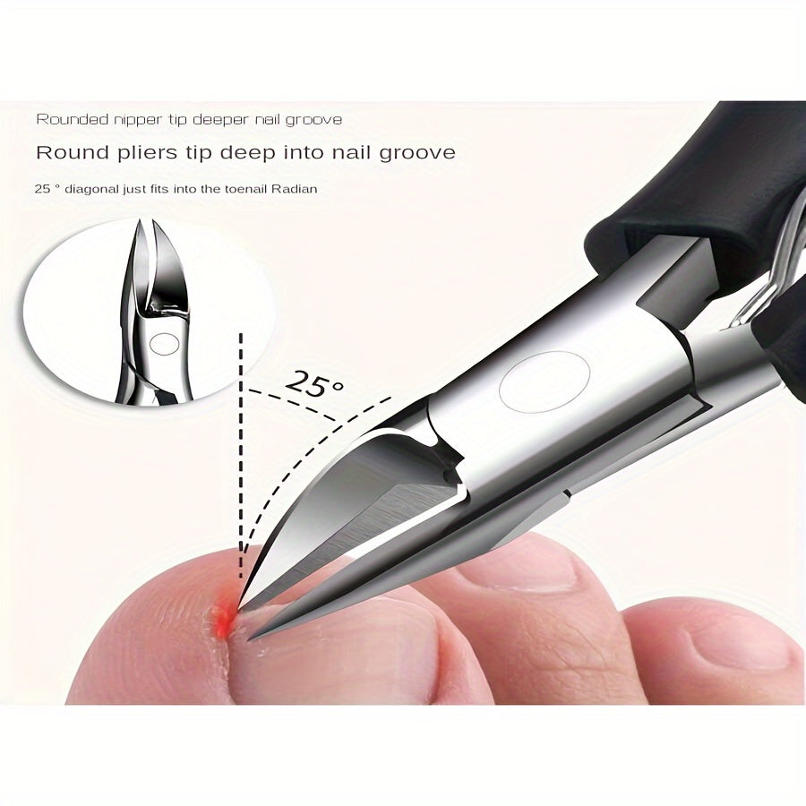 Stainless Steel Nail Clippers for Thick and Ingrown Toenails with Sharp Blades and Dead Skin Remover
