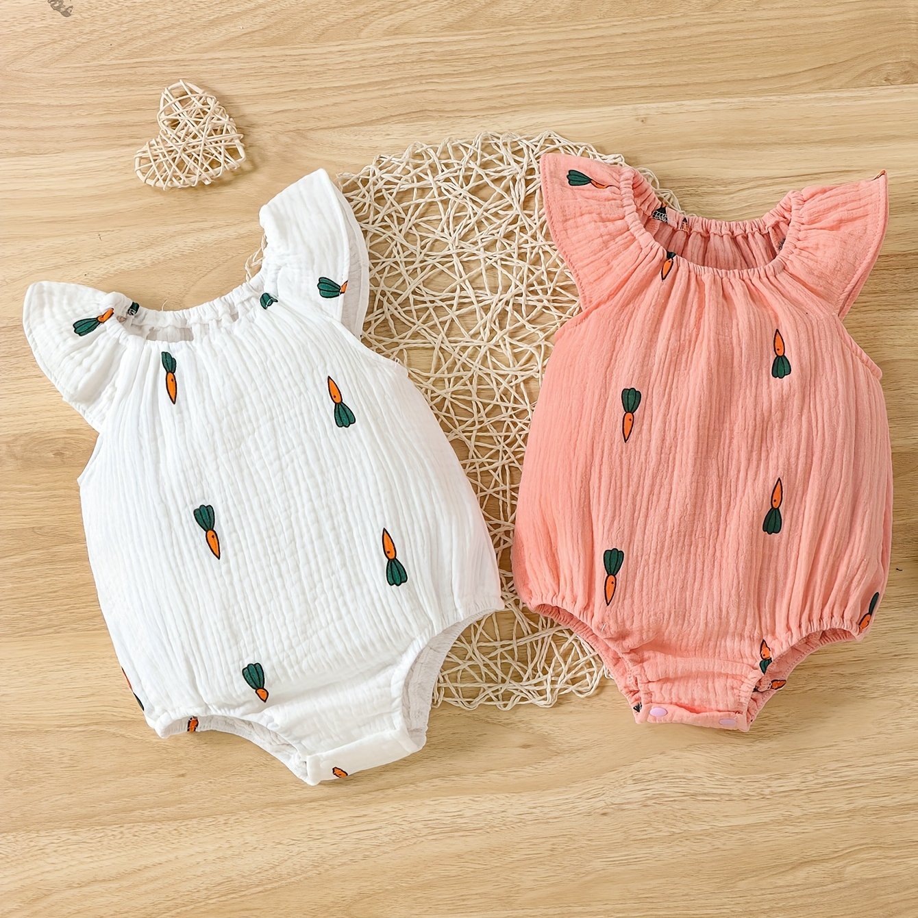 Baby Girls Summer Cotton Rompers with Cute Prints for Outdoor Wear