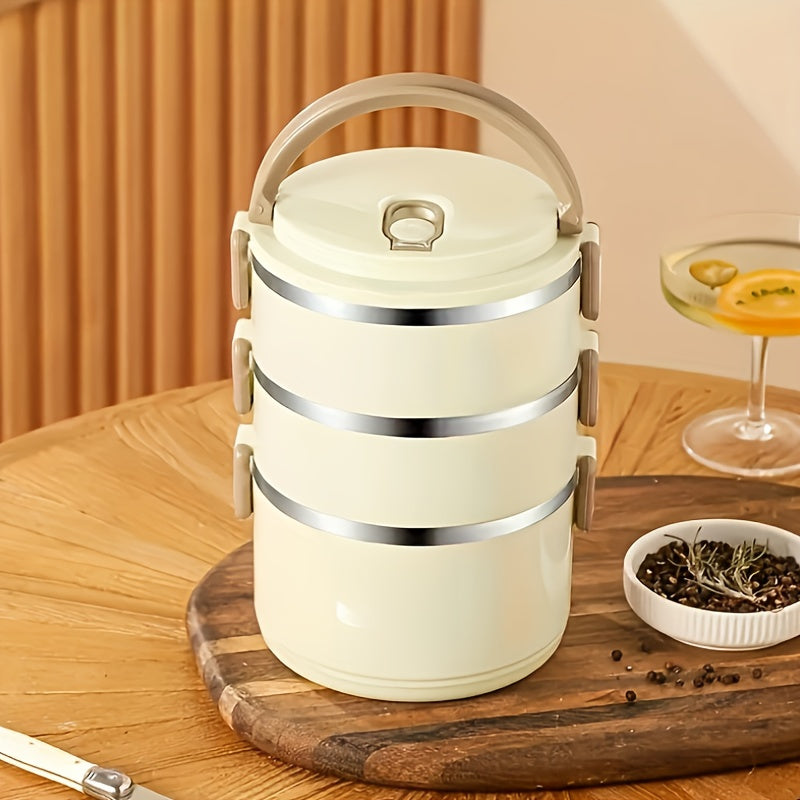 Insulated Stainless Steel Lunch Box with Lid and Handle Leak-Proof Thermal Food Container for School Office Camping