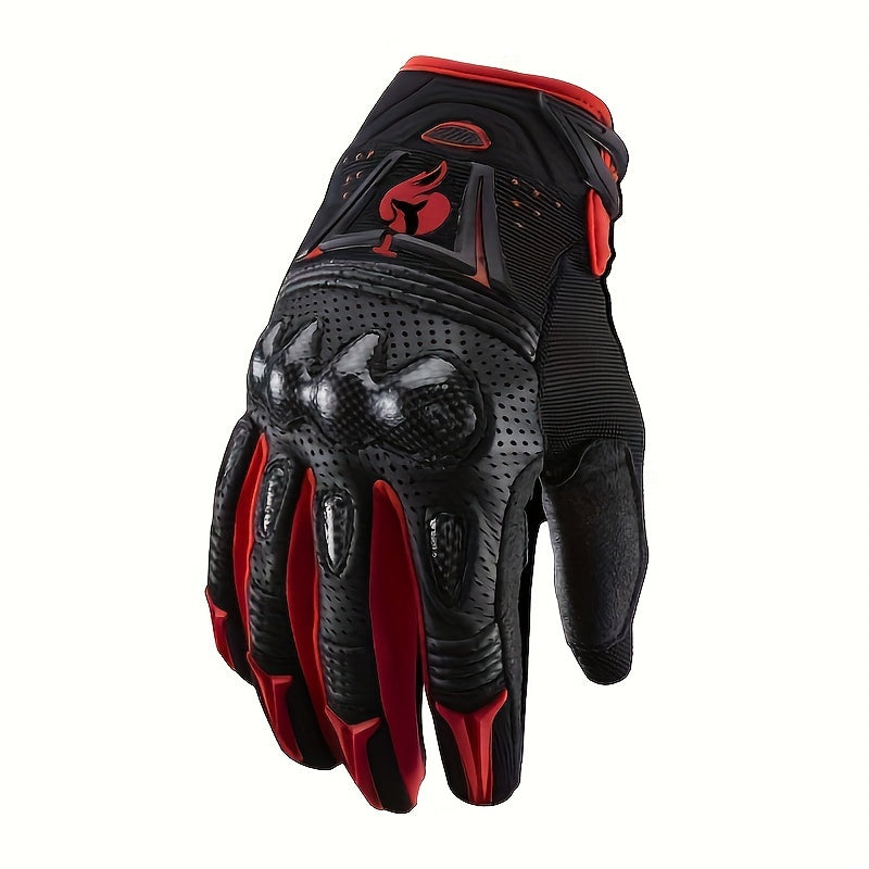 Men's Faux Leather Full Finger Motorcycle Gloves All-Season Protective Gear