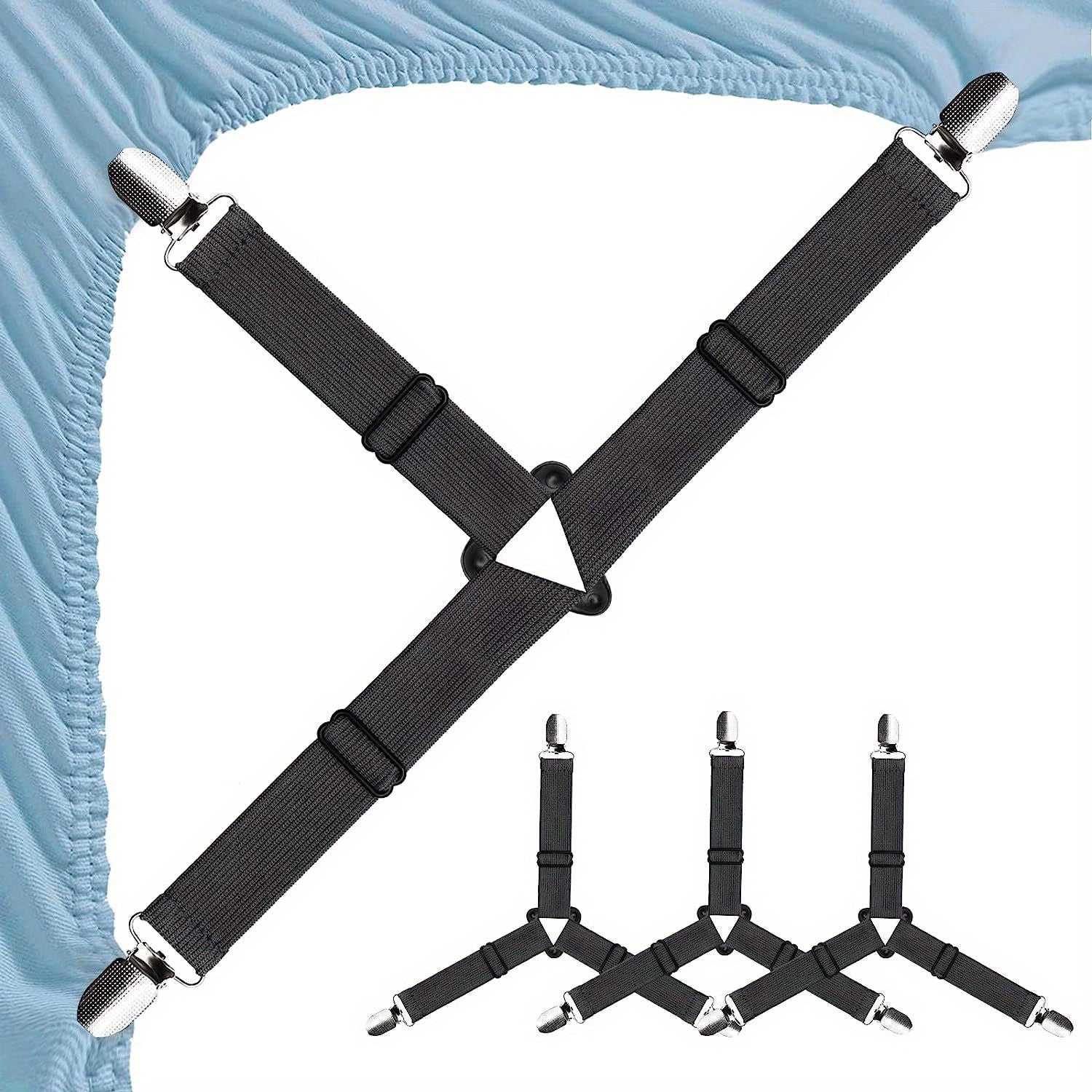 Adjustable Bed Sheet Straps for Secure Fitted Sheets, 4 Pieces
