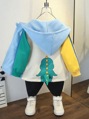 Boy's Hooded Coat with Dinosaur Patterns for Spring and Fall Outdoor Activities