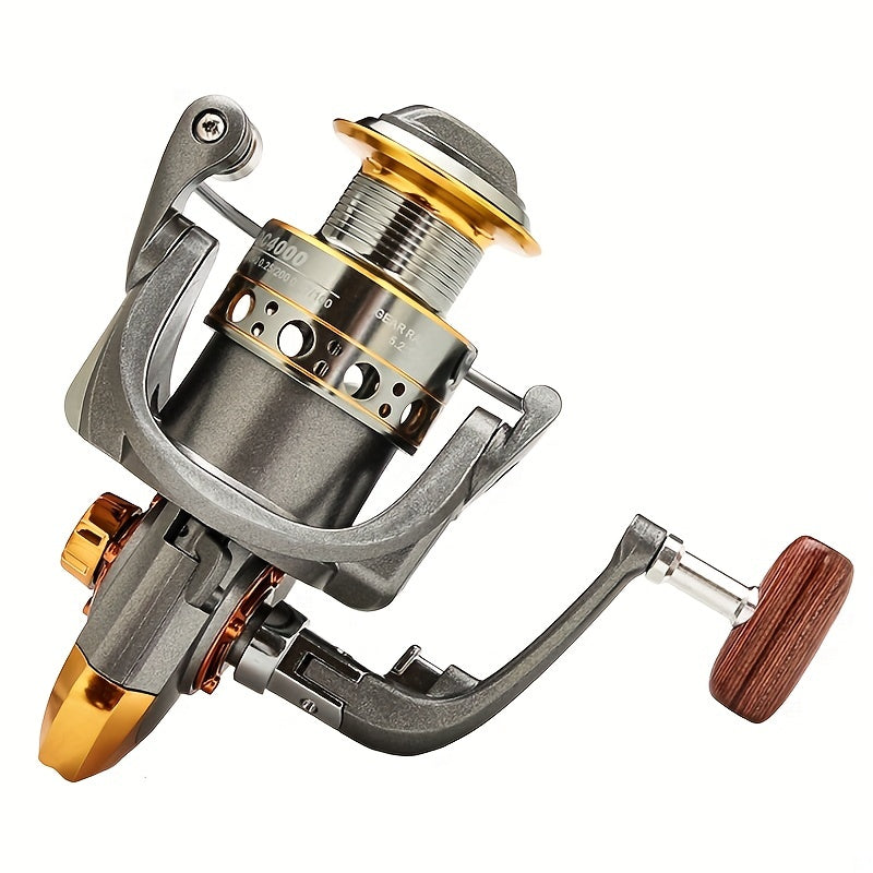 High-Performance Spinning Fishing Reel Stainless Steel Copper Aluminum Alloy Smooth Bearings Wooden Handle for Freshwater Saltwater