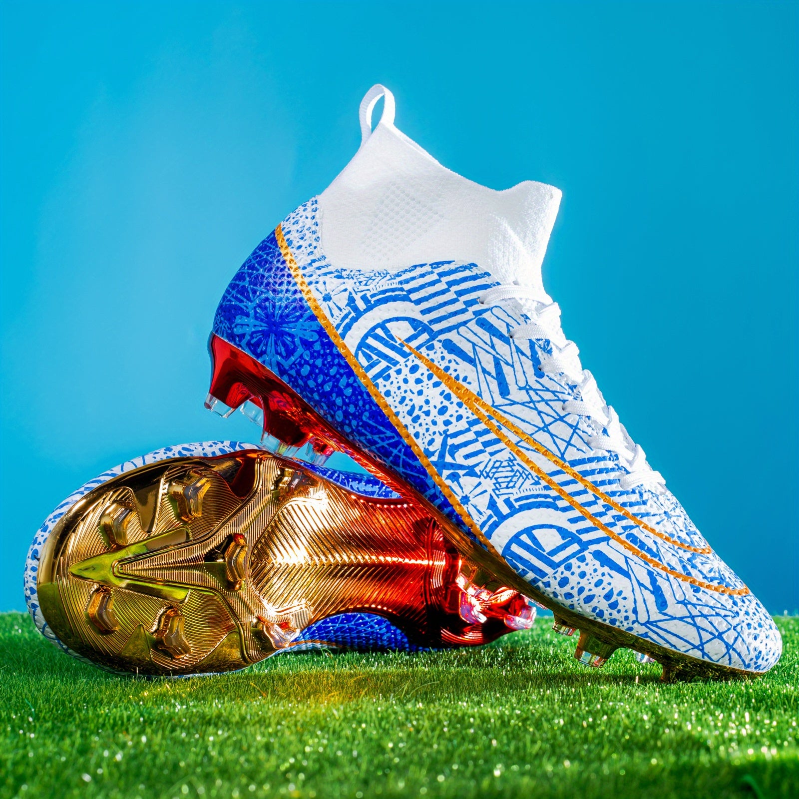 Men's High Top Football Shoes Indoor Outdoor Spikes Non Slip Sports Sneakers