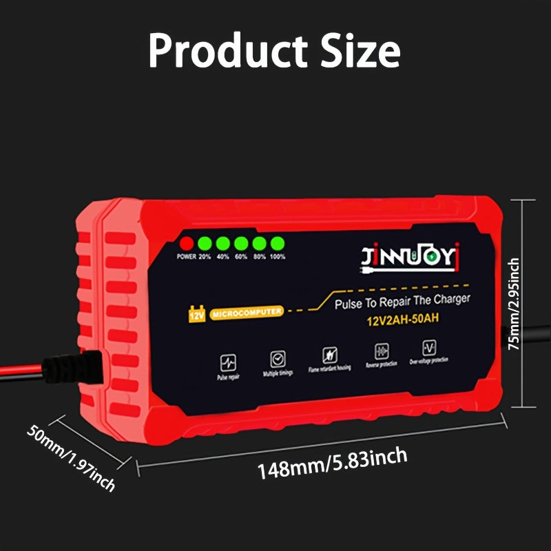 Автоматический зарядное устройство для мотоциклетных аккумуляторов с LED-дисплеем 12В 2-50Ач 3А импульс