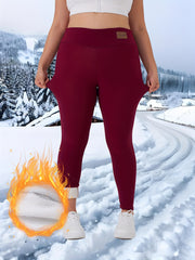 Plus Size Women's Thermal Fleece-Lined High-Waisted Leggings Yoga Pants