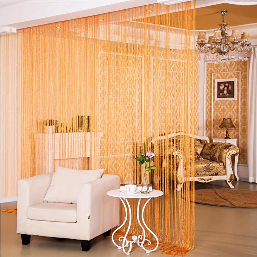 Orange and Yellow Beaded Curtain Polyester Sheer Door Hanging for Living Room Bedroom Wedding Entrance