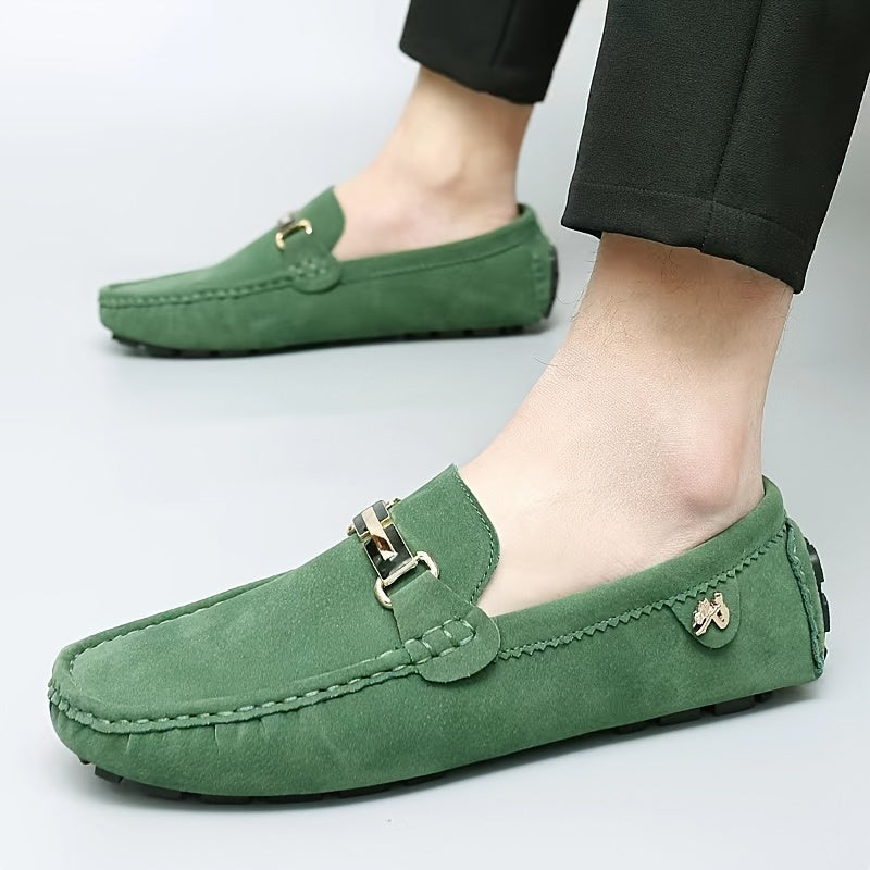 Men's Metallic Moccasin Loafers Non-Slip Slip-On Shoes for Spring and Summer