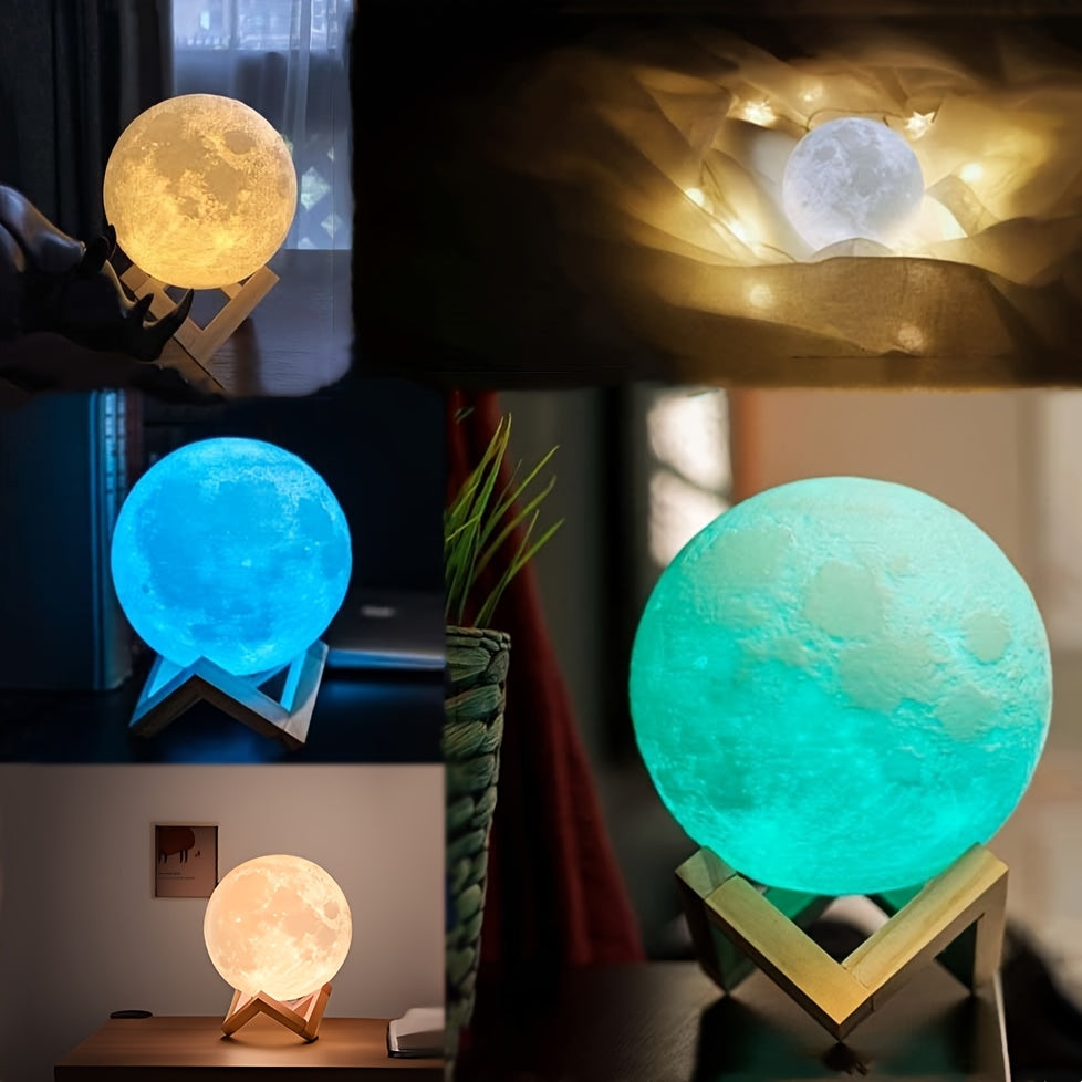 Girls Night Light with Wooden Base 128 Color Rechargeable Touch Remote Control 12cm Diameter