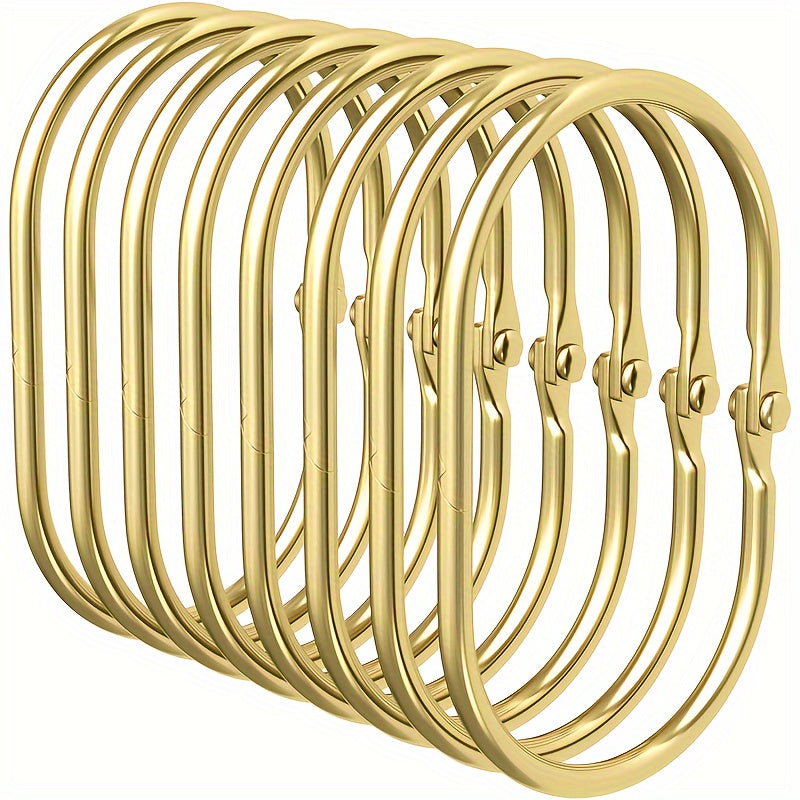 Juego de 12 aros de cortina de ducha de hierro fundido negro antióxido, antideslizantes y de fijación segura