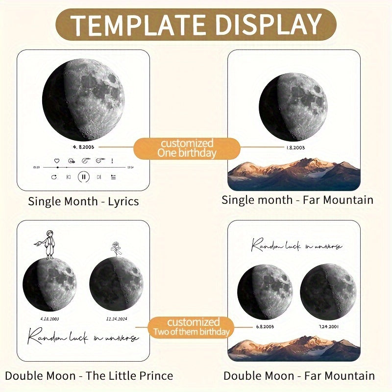 Glowing Moon Acrylic Photo Frame for Birthdays and Valentine's Day with Wooden Stand