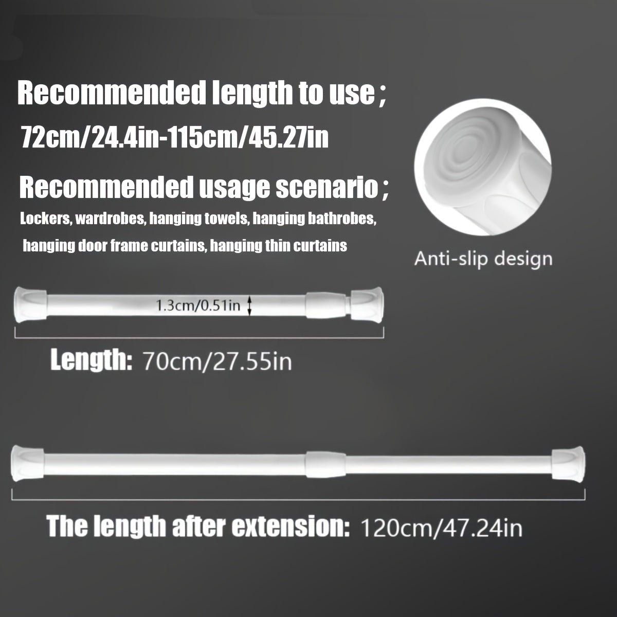 Telescopic Curtain Rod for Shower, Clothes Drying, Hanging, No Drilling