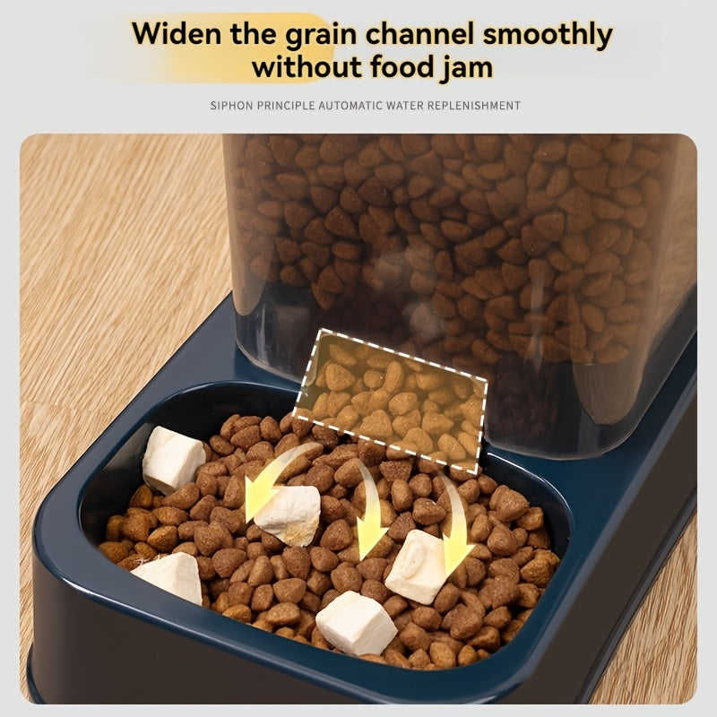 2-in-1 Pet Feeder and Water Dispenser for Cats and Dogs Durable Plastic No Batteries Needed