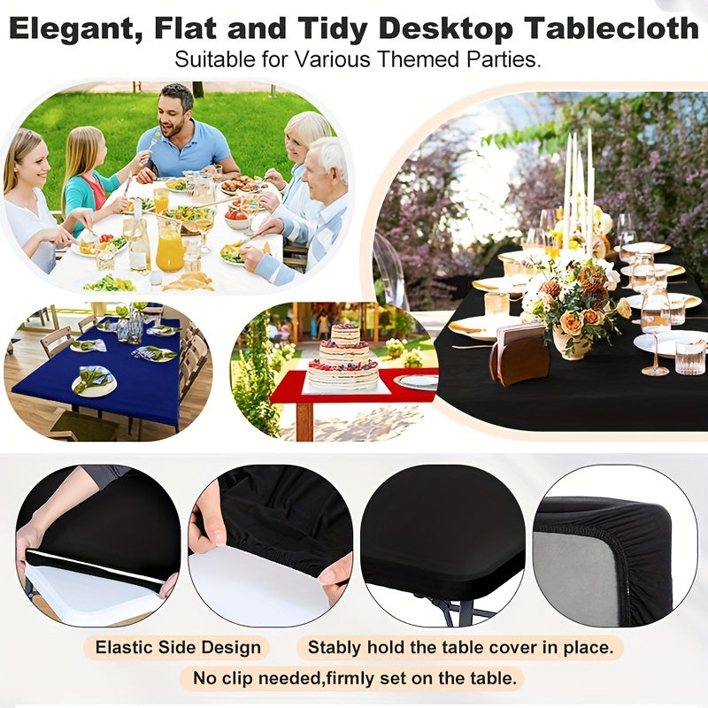 1 dona Spandex to‘g‘ri burchakli polyester stol qoplamasi - Suv o'tkazmaydigan, mashinada yuvish mumkin, bufet stoli, bayram kechki ovqati, to‘y, savdo ko‘rgazmasi va uy jihozlari uchun ideal.