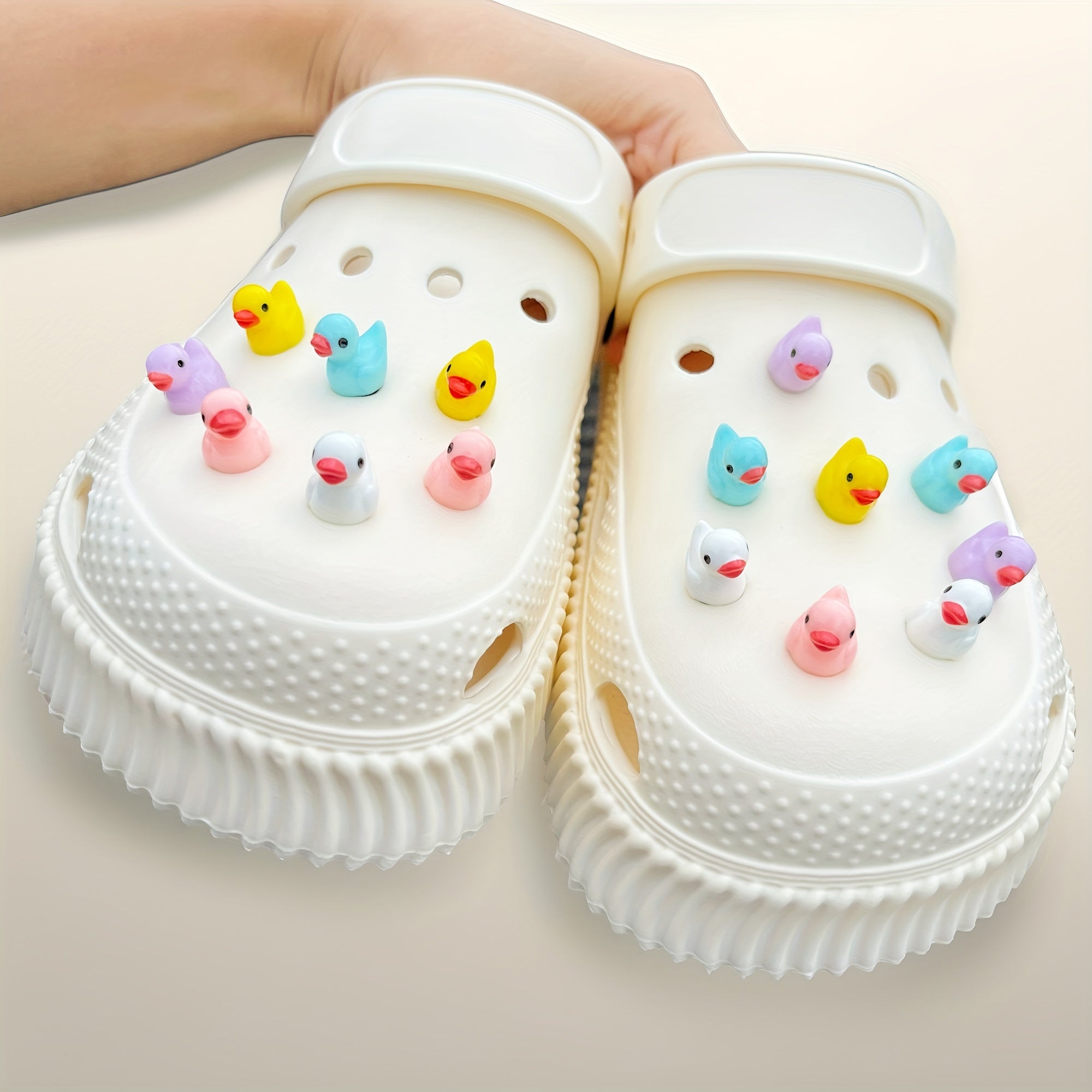 15Pcs Cute 3D Duck PVC Shoe Charms for Sandals Slippers Decoration