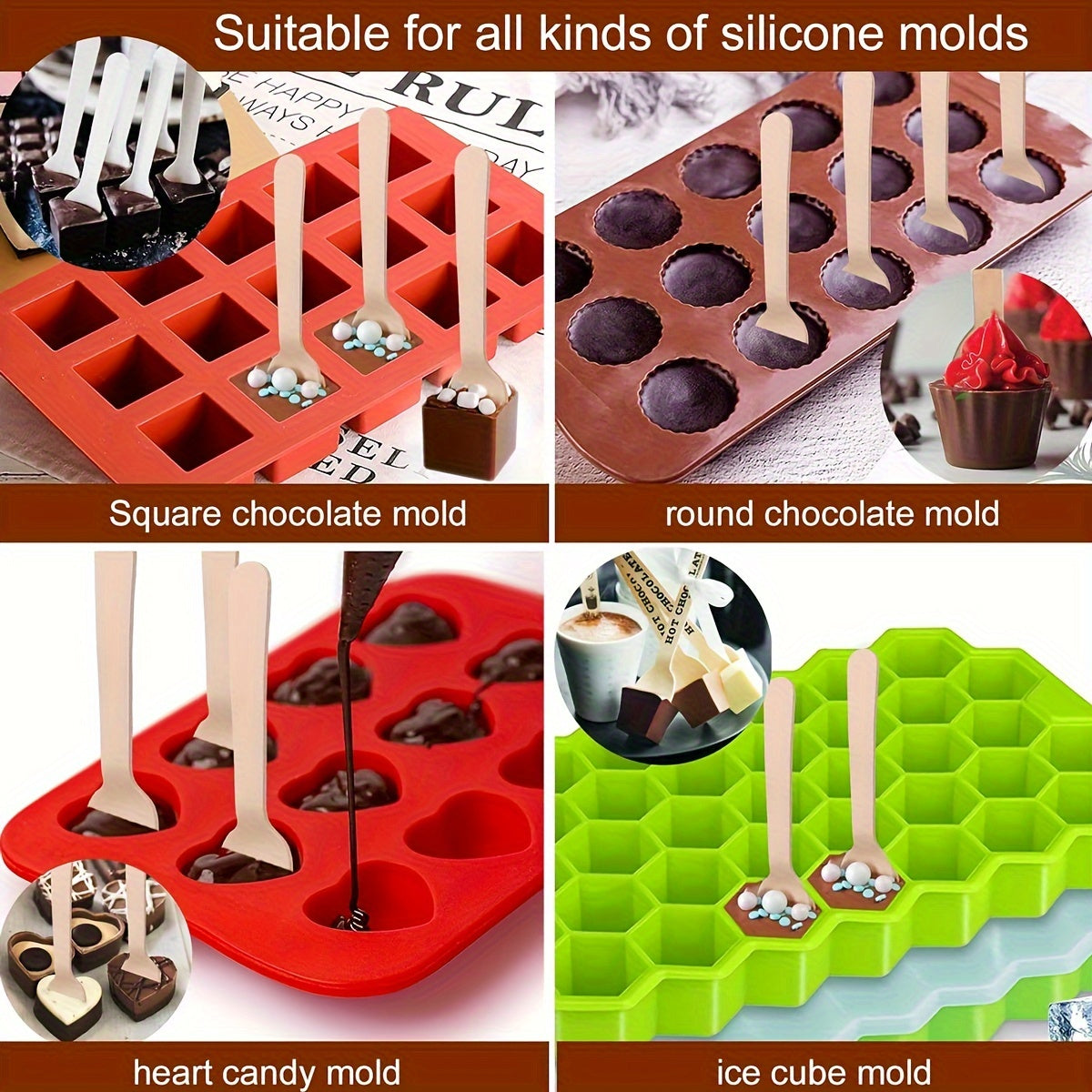 Premium Bamboo Mini Spoons for Hot Chocolate Serving, Pack of 50 or 100