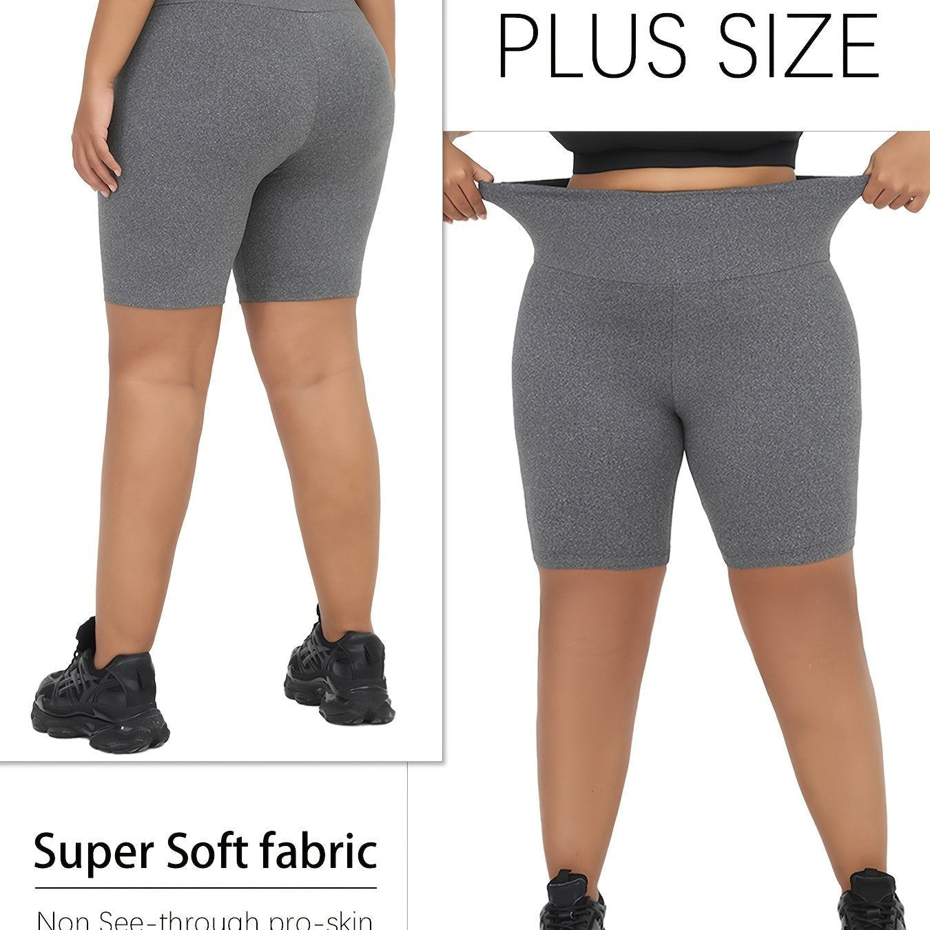 Plus Size Women's High Waisted Biker Shorts Workout Yoga Running Athletic