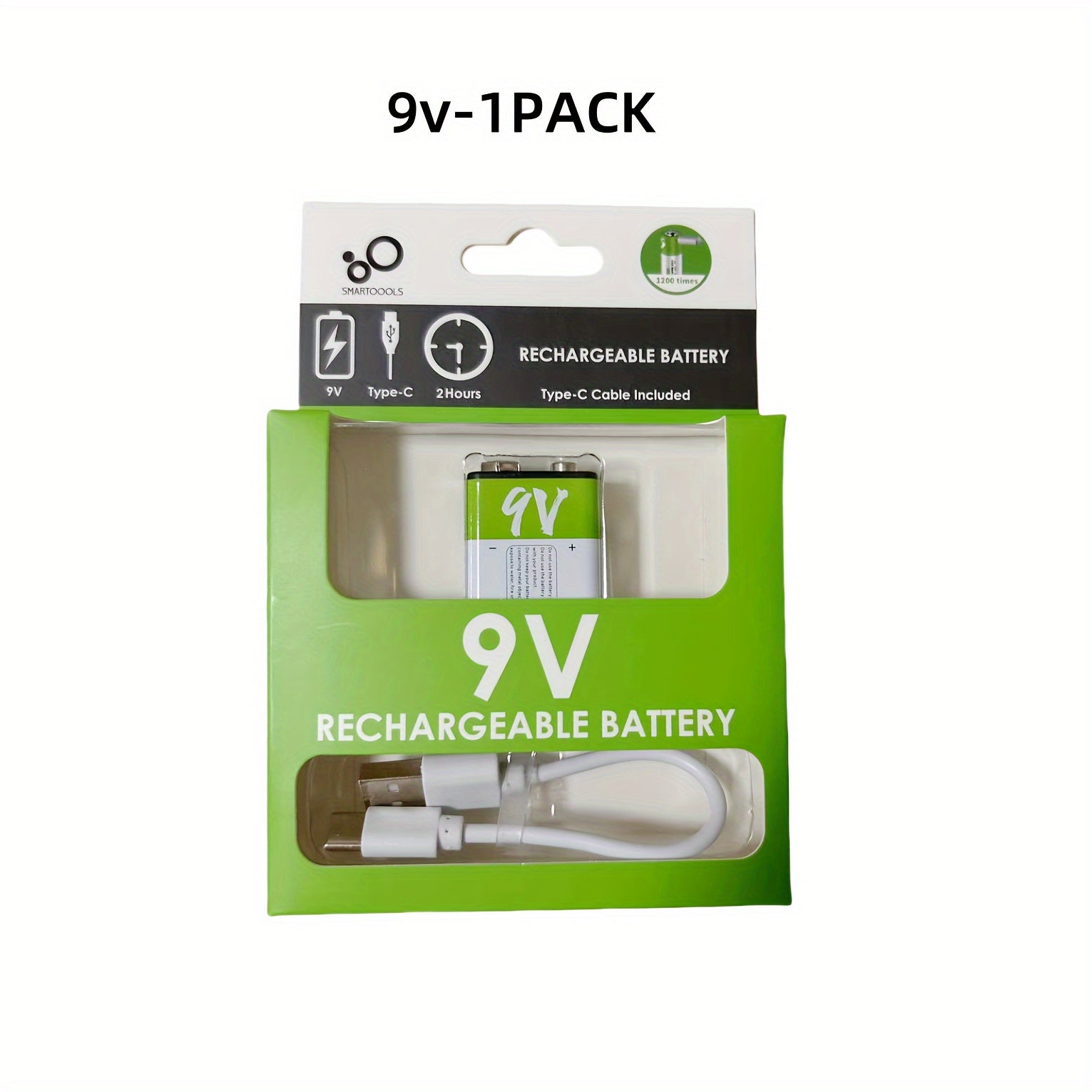 9V Lithium Polymer Rechargeable Battery 650mAh Fast Charging USB Type C