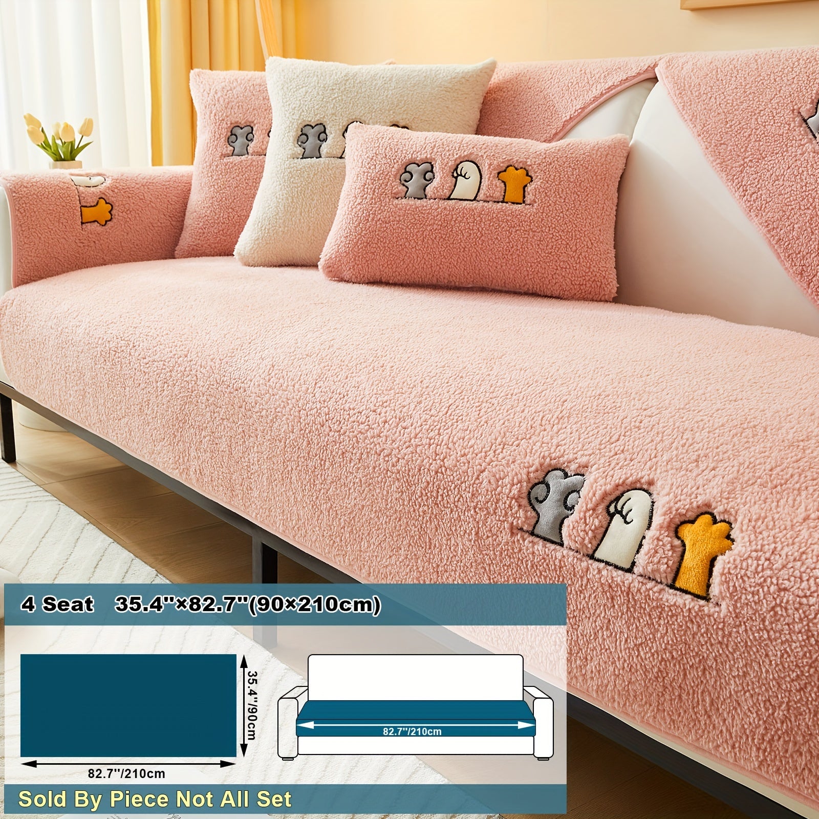 Плюшевый чехол на диван Sherpa, противоскользящий, защитный чехол для мебели для домашних животных для гостиной