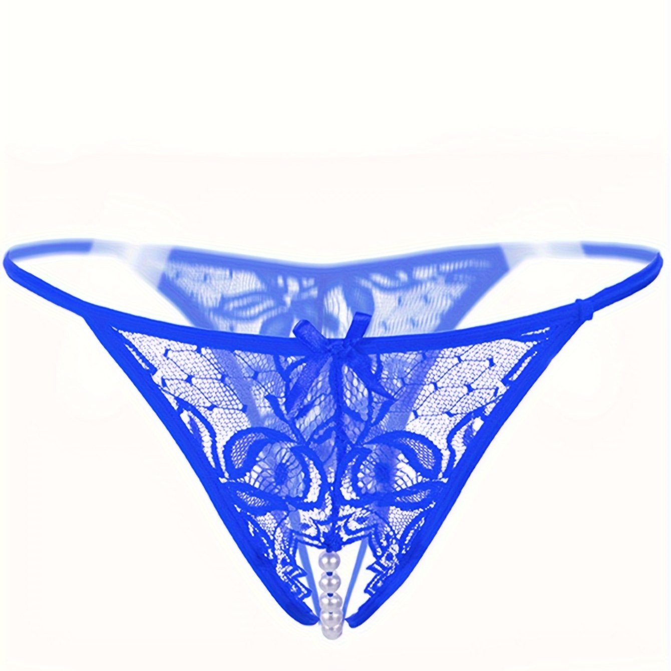 Lace G-String Thongs for Women Open Crotch Semi-Sheer Knit Fabric Adult Lingerie