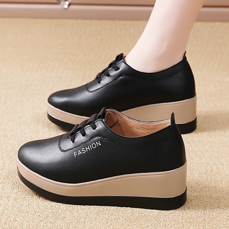 Women Wedge Heel Shoes Synthetic Cover Black White Sole Comfortable Casual