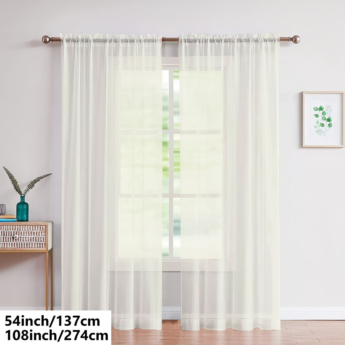 Cortinas de gasa blancas ligeras para sala de estar y dormitorio, transparentes, para barra