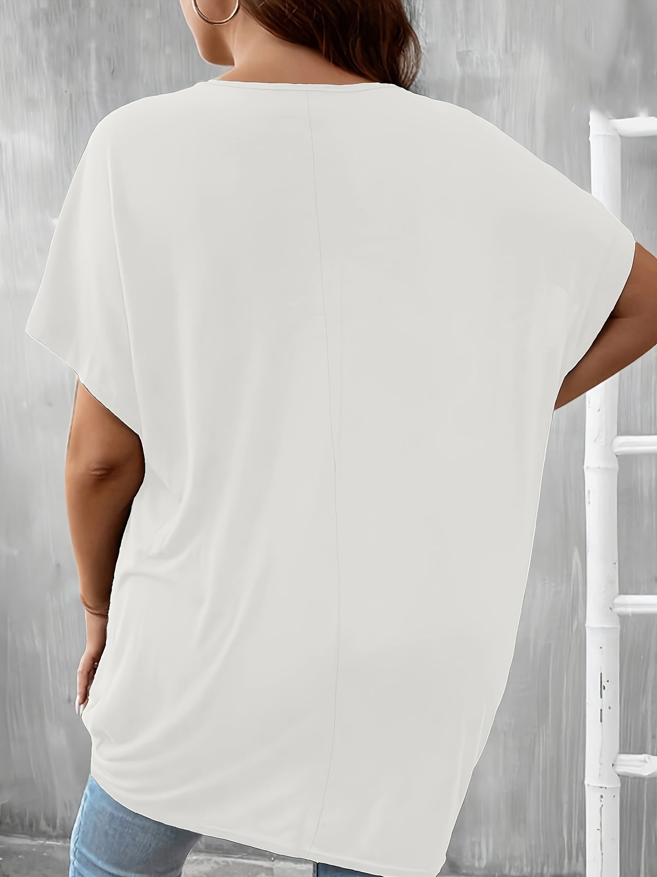 Plus Size Women's Loose Black Zipper Top Summer Classic Blouse