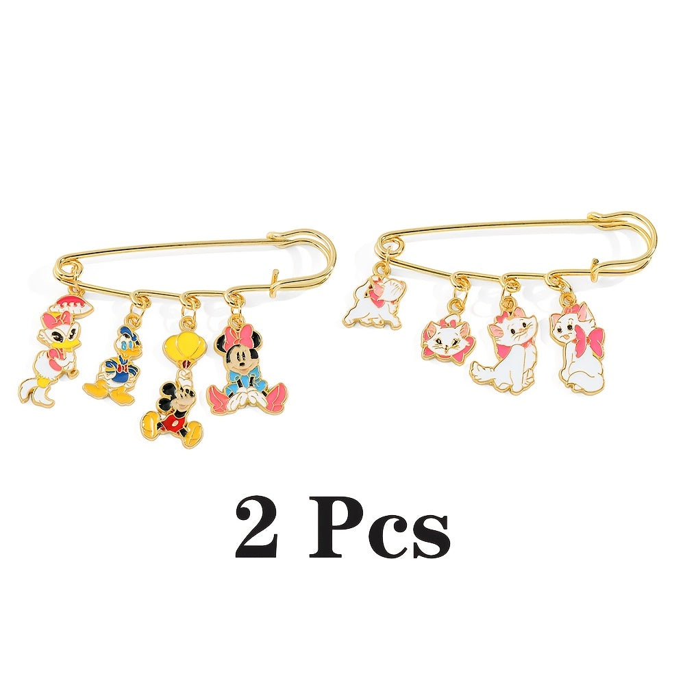 Juego de 2 pins de esmalte de Mickey, Minnie y Donald, personajes de dibujos animados para ropa, mochila, accesorios