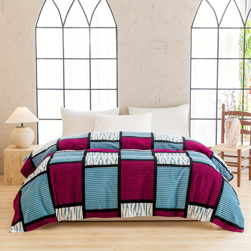 Plaid Flannel Throw Blanket Lightweight Durable Woven Polyester for All Seasons