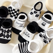 Teenager's Bear Pattern Low Cut Socks 5 or 10 Pairs Soft Non-Slip Comfortable All-Season