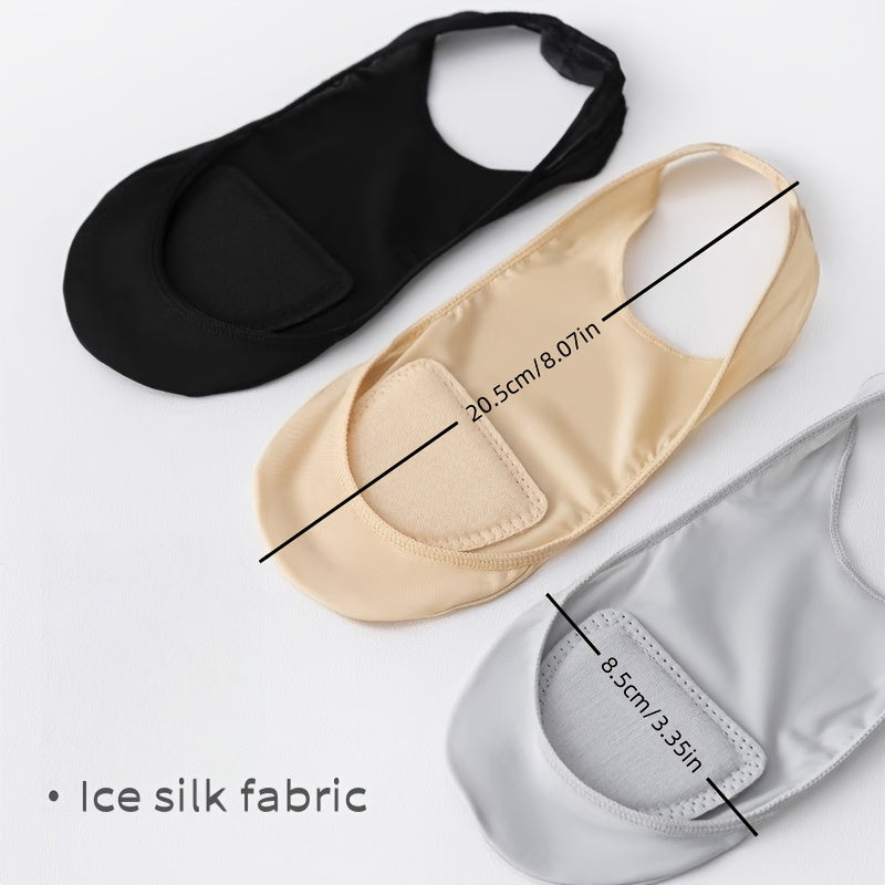 Unisex Ice Silk Invisible Socks Breathable Anti-slip Thick Sponge Pads