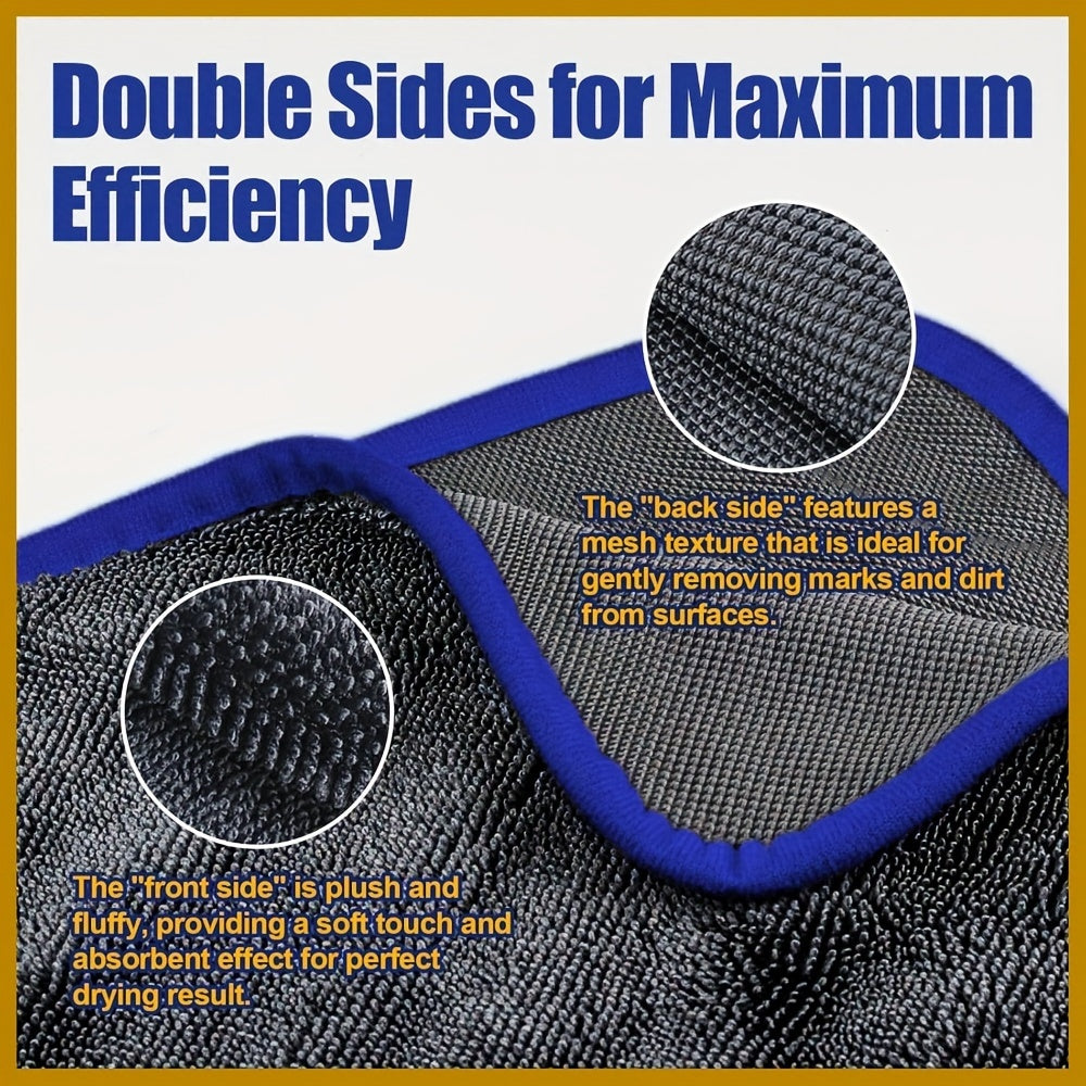 Large Blue Microfiber Car Wash Towel 60x90cm Seam Edge