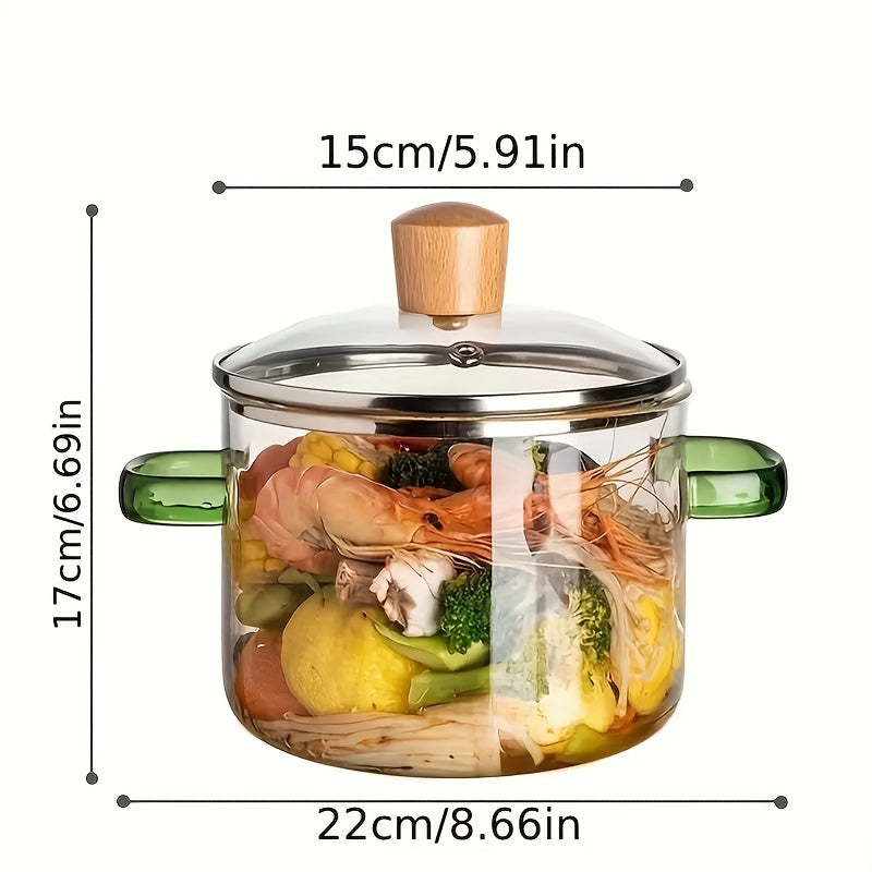 Olla de vidrio de borosilicato de gran capacidad para guisos, sopas, curry y pan